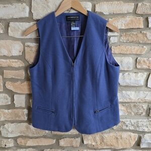 Vintage Liz Claiborne Collection Wool Blend Purple Blue Full-Zip Vest. Size 8